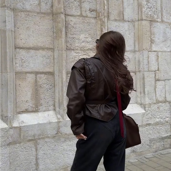 Brown leather jacket/ blazer - Picture 9 of 9